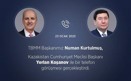 TBMM Başkanı Numan Kurtulmuş ve Kazakistan Cumhuriyeti Meclis Başkanı Yerlan Koşanov Arasında Anlamlı Dayanışma